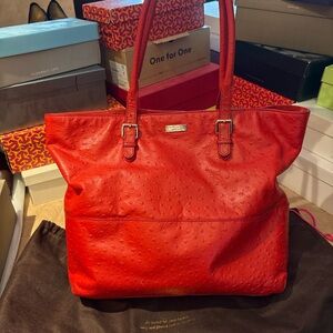 Red Leather Tote Bag
